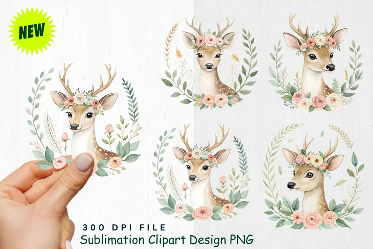 Watercolor Boho Woodland Animals Clipart