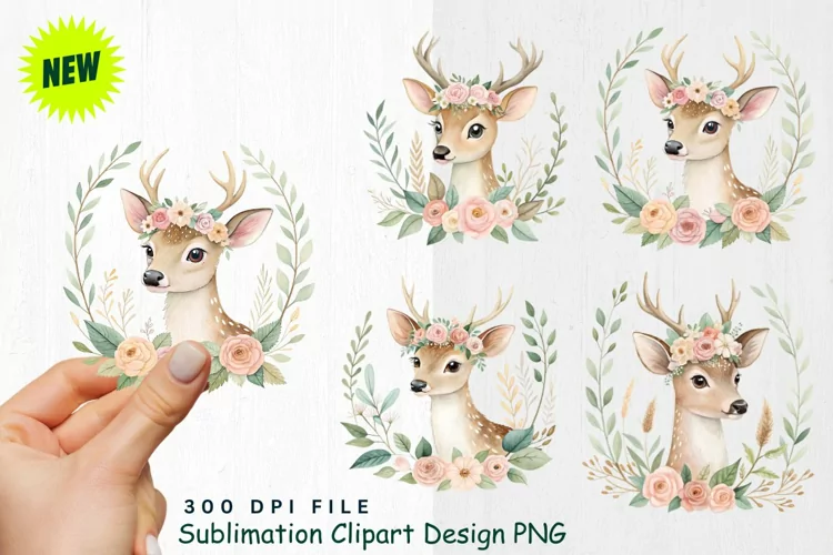 Watercolor Boho Woodland Animals Clipart
