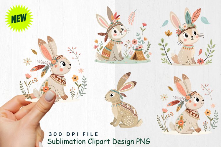Watercolor Boho Woodland Animals Clipart