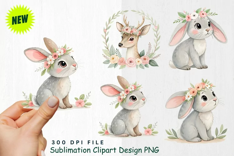 Watercolor Boho Woodland Animals Clipart