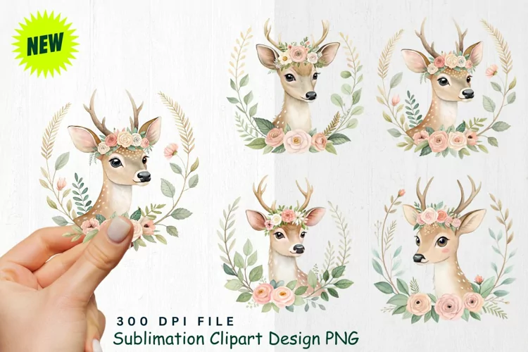 Watercolor Boho Woodland Animals Clipart