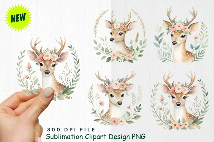 Watercolor Boho Woodland Animals Clipart