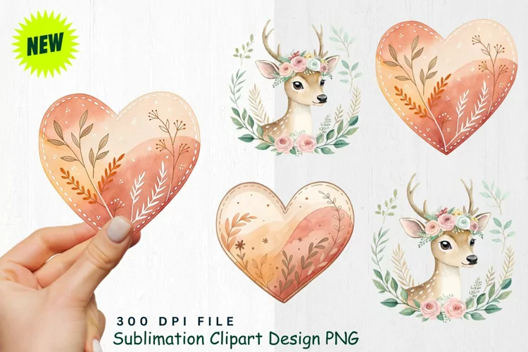 Watercolor Boho Woodland Animals Clipart