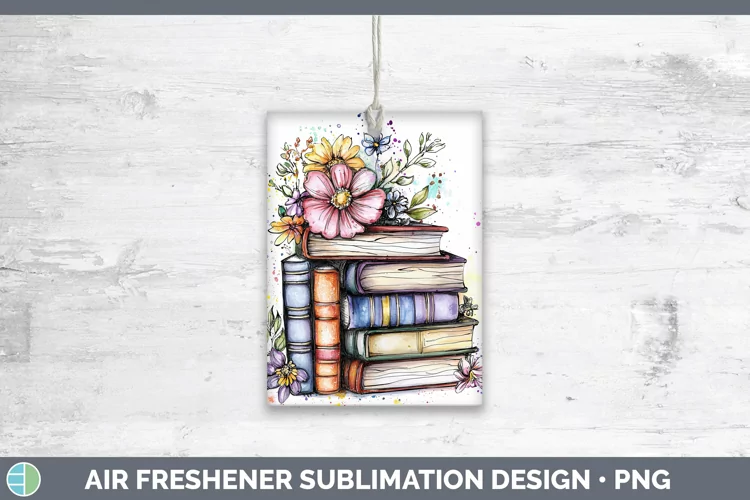 Watercolor Book Stack Air Freshener Sublimation Car Freshene