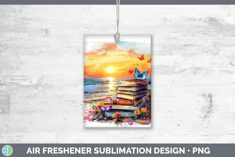 Watercolor Books Beach Air Freshener Sublimation Car Freshen