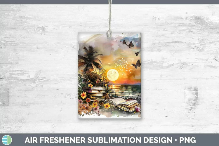 Watercolor Books Beach Air Freshener Sublimation Car Freshen
