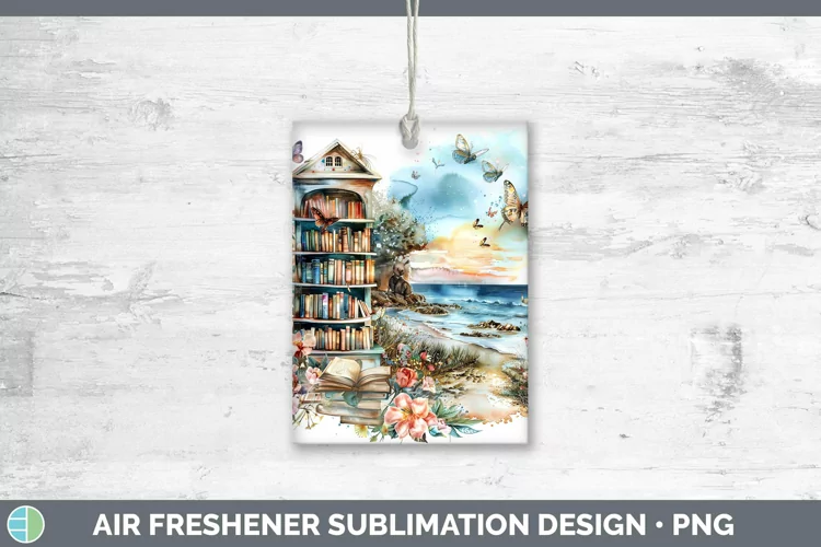 Watercolor Books Beach Air Freshener Sublimation Car Freshen