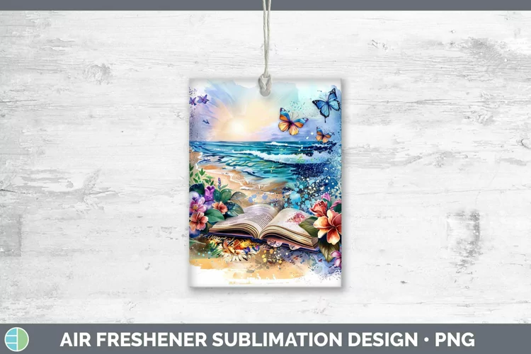 Watercolor Books Beach Air Freshener Sublimation Car Freshen