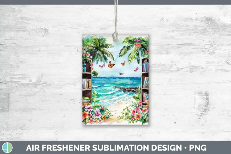 Watercolor Books Beach Air Freshener Sublimation Car Freshen