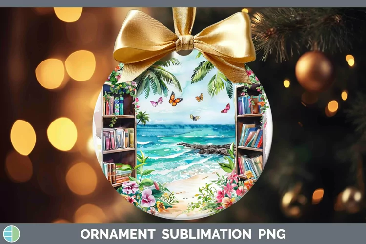 Watercolor Books Beach Ornament Sublimation Bauble Designs