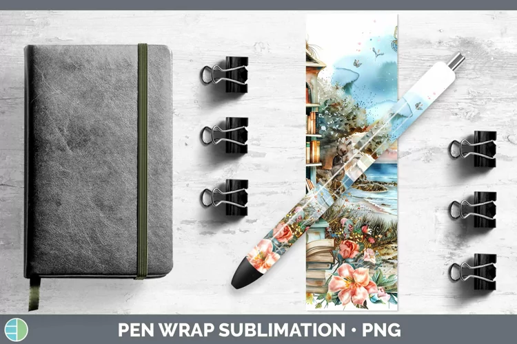 Watercolor Books Beach Pen Wrap Sublimation Epoxy Pen Design