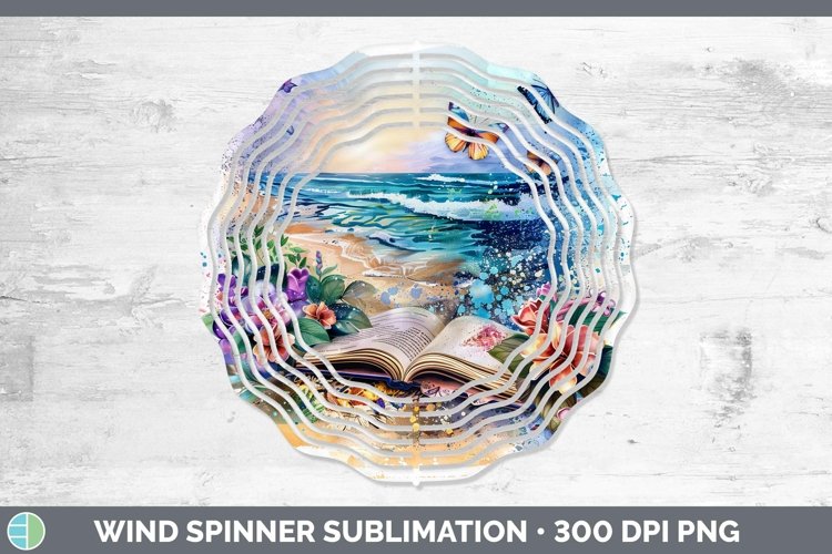 Watercolor Books Beach Wind Spinner Sublimation Spinner Desi