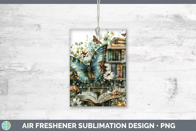 Watercolor Books Butterfly Air Freshener Sublimation Car Fre