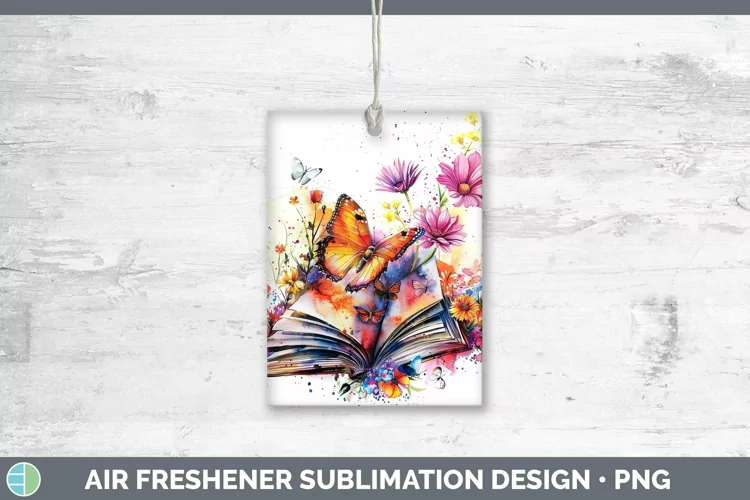 Watercolor Books Butterfly Air Freshener Sublimation Car Fre