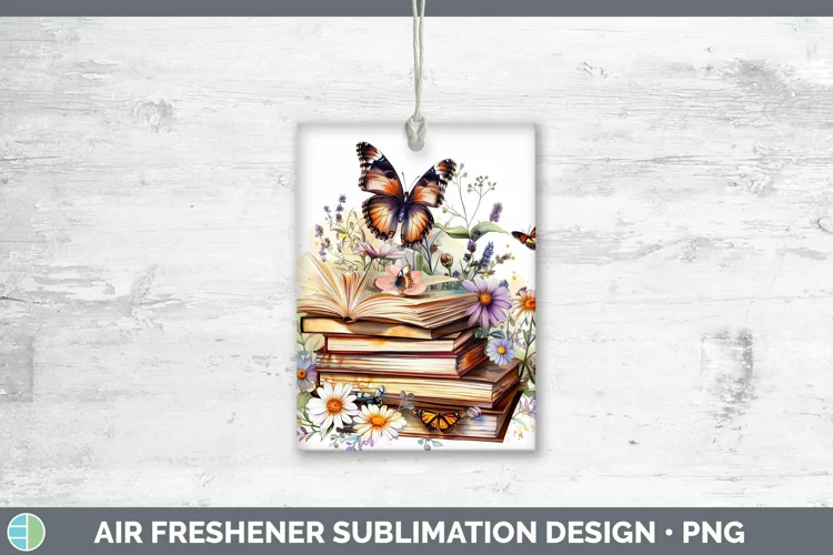 Watercolor Books Butterfly Air Freshener Sublimation Car Fre