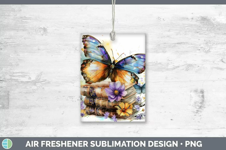 Watercolor Books Butterfly Air Freshener Sublimation Car Fre