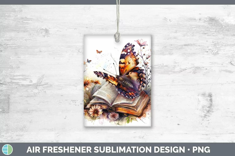 Watercolor Books Butterfly Air Freshener Sublimation Car Fre
