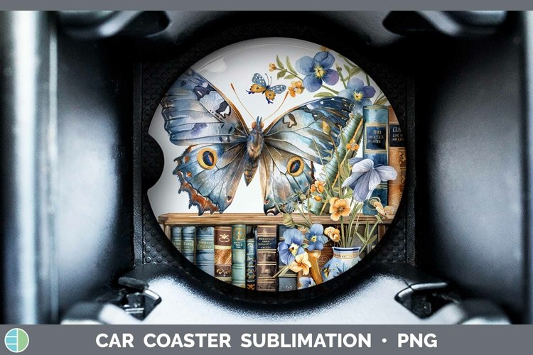 Watercolor Books Butterfly Car Coaster Sublimation Coaster D