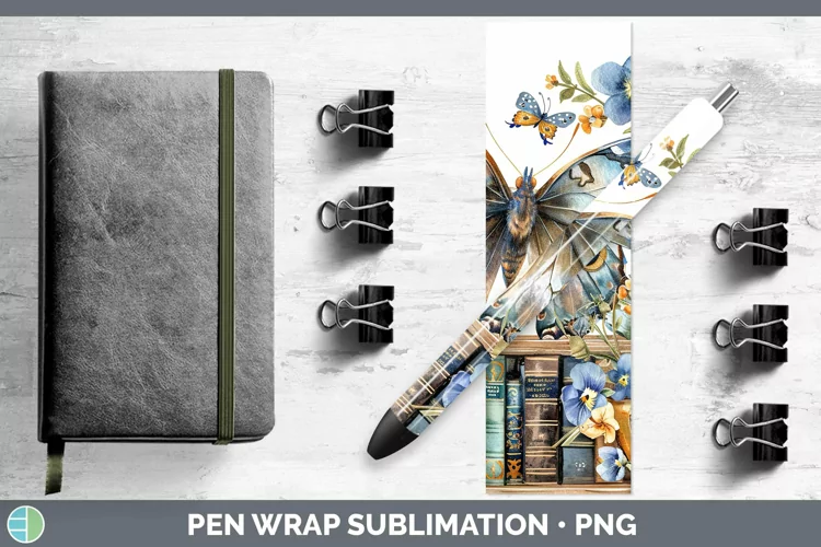 Watercolor Books Butterfly Pen Wrap Sublimation Epoxy Pen De