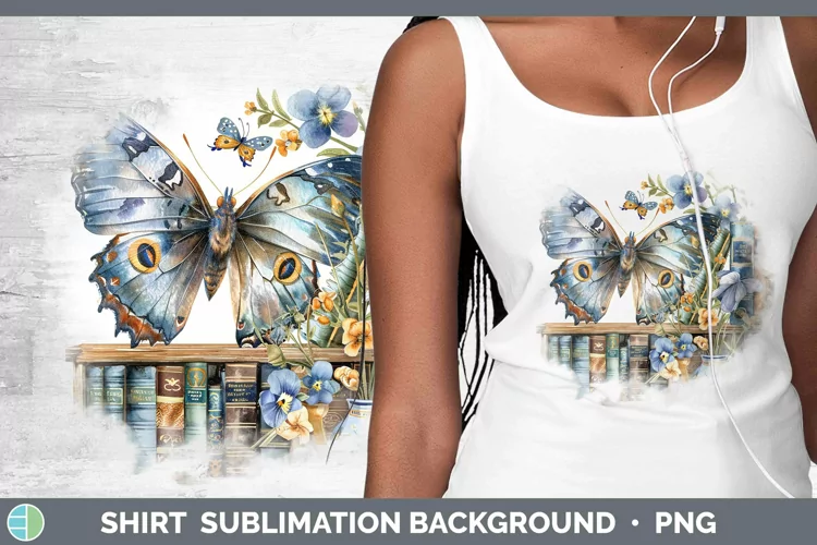 Watercolor Books Butterfly Shirt Sublimation Sublimation Bac