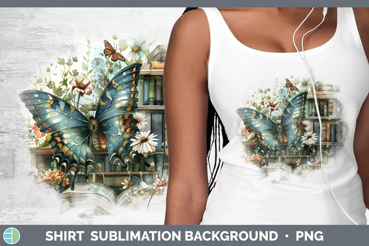 Watercolor Books Butterfly Shirt Sublimation Sublimation Bac