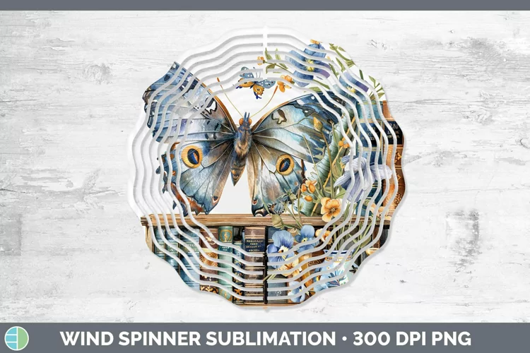Watercolor Books Butterfly Wind Spinner Sublimation Spinner