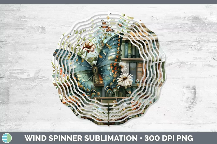 Watercolor Books Butterfly Wind Spinner Sublimation Spinner