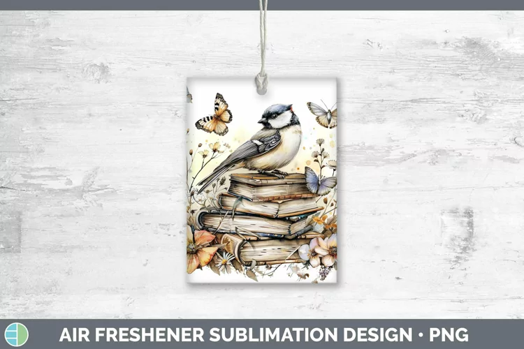 Watercolor Books Chickadee Air Freshener Sublimation Car Fre