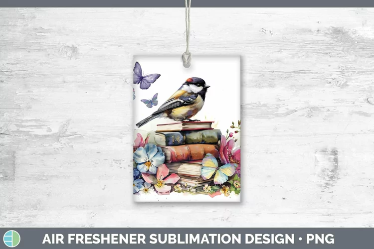 Watercolor Books Chickadee Air Freshener Sublimation Car Fre