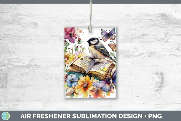 Watercolor Books Chickadee Air Freshener Sublimation Car Fre