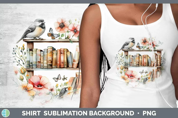 Watercolor Books Chickadee Shirt Sublimation Sublimation Bac