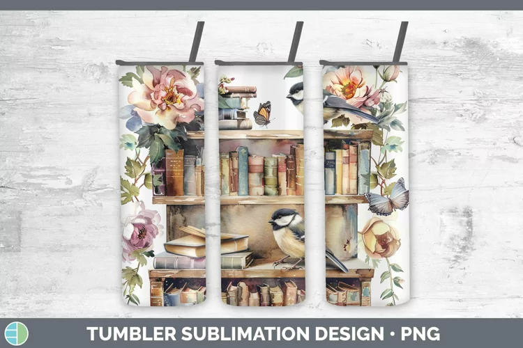 Watercolor Books Chickadee Tumbler Sublimation 20 oz Skinny