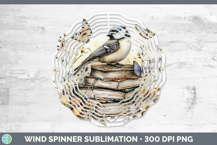 Watercolor Books Chickadee Wind Spinner Sublimation Spinner