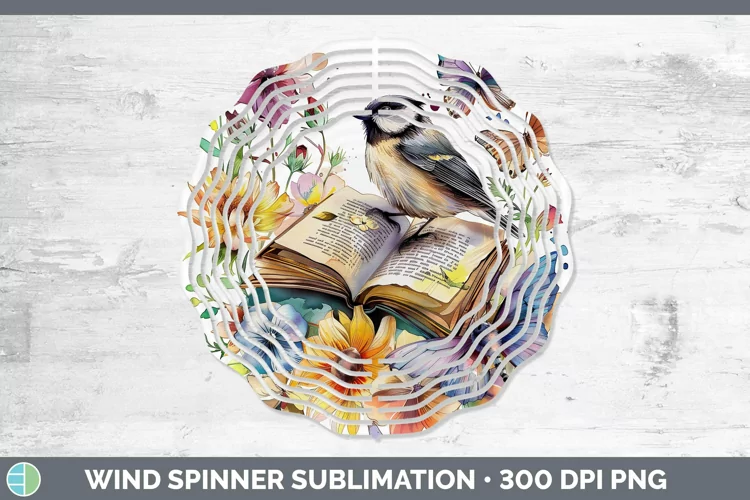 Watercolor Books Chickadee Wind Spinner Sublimation Spinner