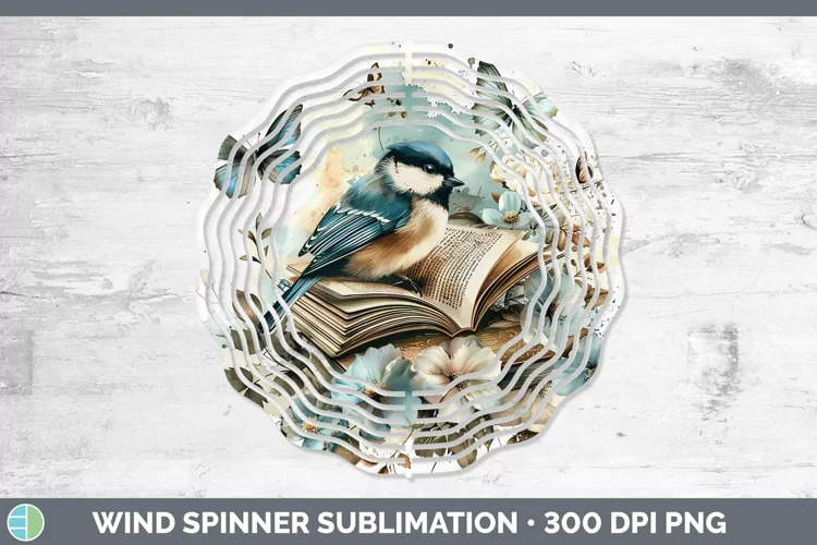 Watercolor Books Chickadee Wind Spinner Sublimation Spinner