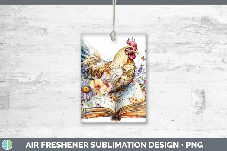 Watercolor Books Chicken Air Freshener Sublimation Car Fresh
