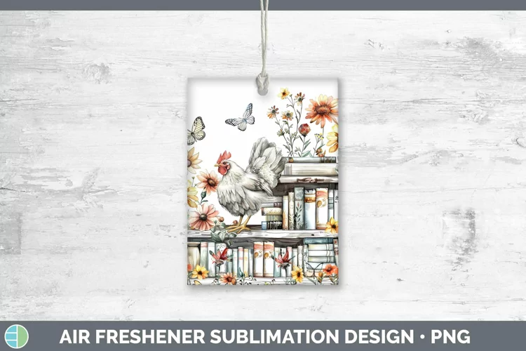 Watercolor Books Chicken Air Freshener Sublimation Car Fresh
