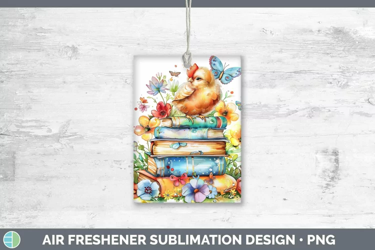 Watercolor Books Chicken Air Freshener Sublimation Car Fresh
