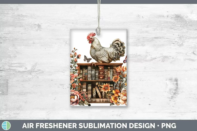 Watercolor Books Chicken Air Freshener Sublimation Car Fresh