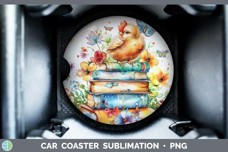 Watercolor Books Chicken Car Coaster Sublimation Coaster Des