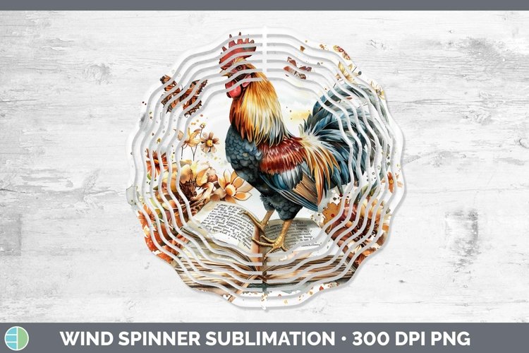Watercolor Books Chicken Wind Spinner Sublimation Spinner De