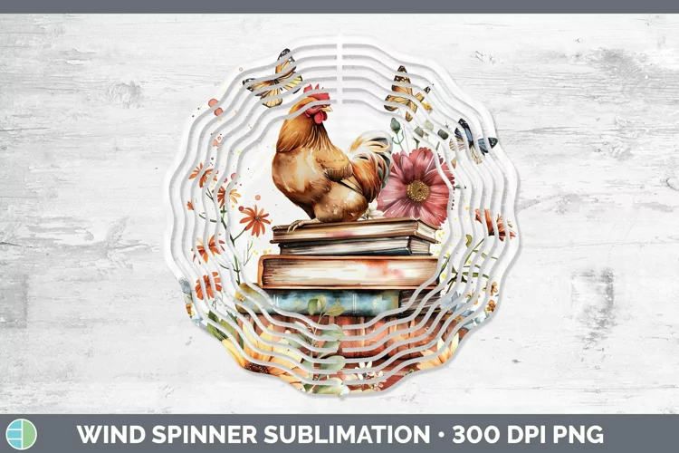 Watercolor Books Chicken Wind Spinner Sublimation Spinner De