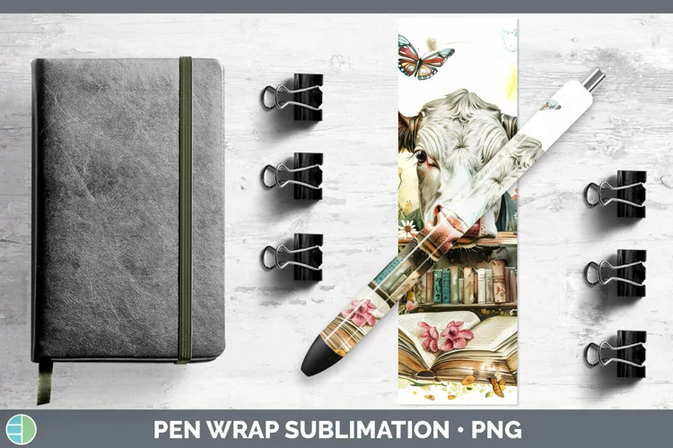 Watercolor Books Cow Pen Wrap Sublimation Epoxy Pen Designs