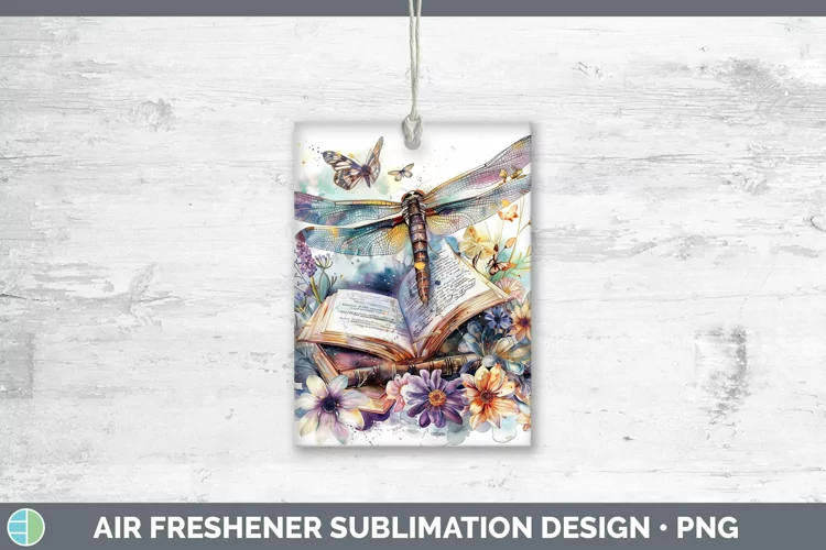 Watercolor Books Dragonfly Air Freshener Sublimation Car Fre