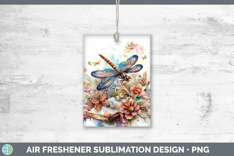 Watercolor Books Dragonfly Air Freshener Sublimation Car Fre