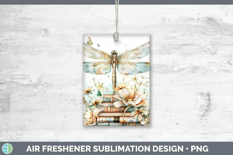 Watercolor Books Dragonfly Air Freshener Sublimation Car Fre