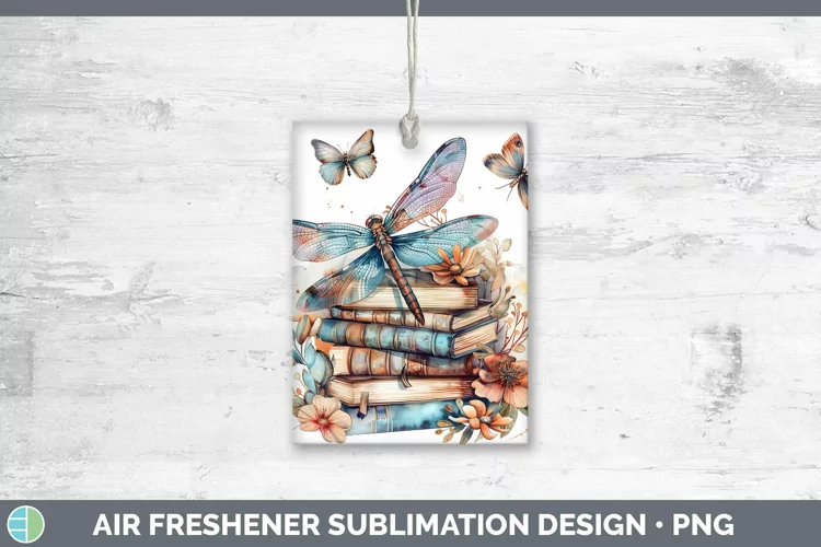 Watercolor Books Dragonfly Air Freshener Sublimation Car Fre