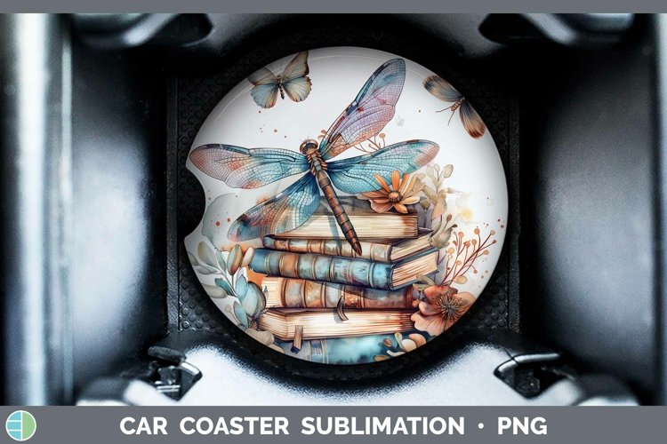 Watercolor Books Dragonfly Car Coaster Sublimation Coaster D