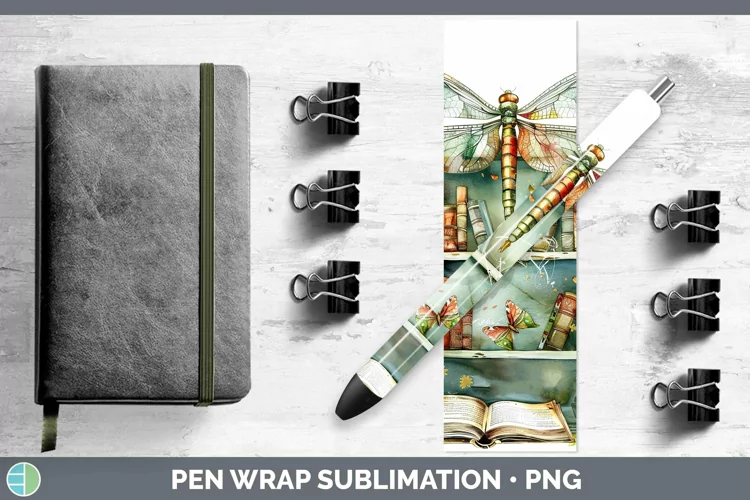 Watercolor Books Dragonfly Pen Wrap Sublimation Epoxy Pen De