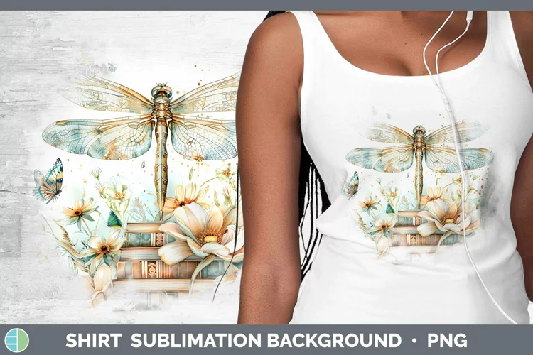 Watercolor Books Dragonfly Shirt Sublimation Sublimation Bac